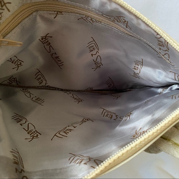 Vintage Ruth Saltz Pearl/Gold Leather Rose Wristlet Clutch Purse - Picture 6 of 7